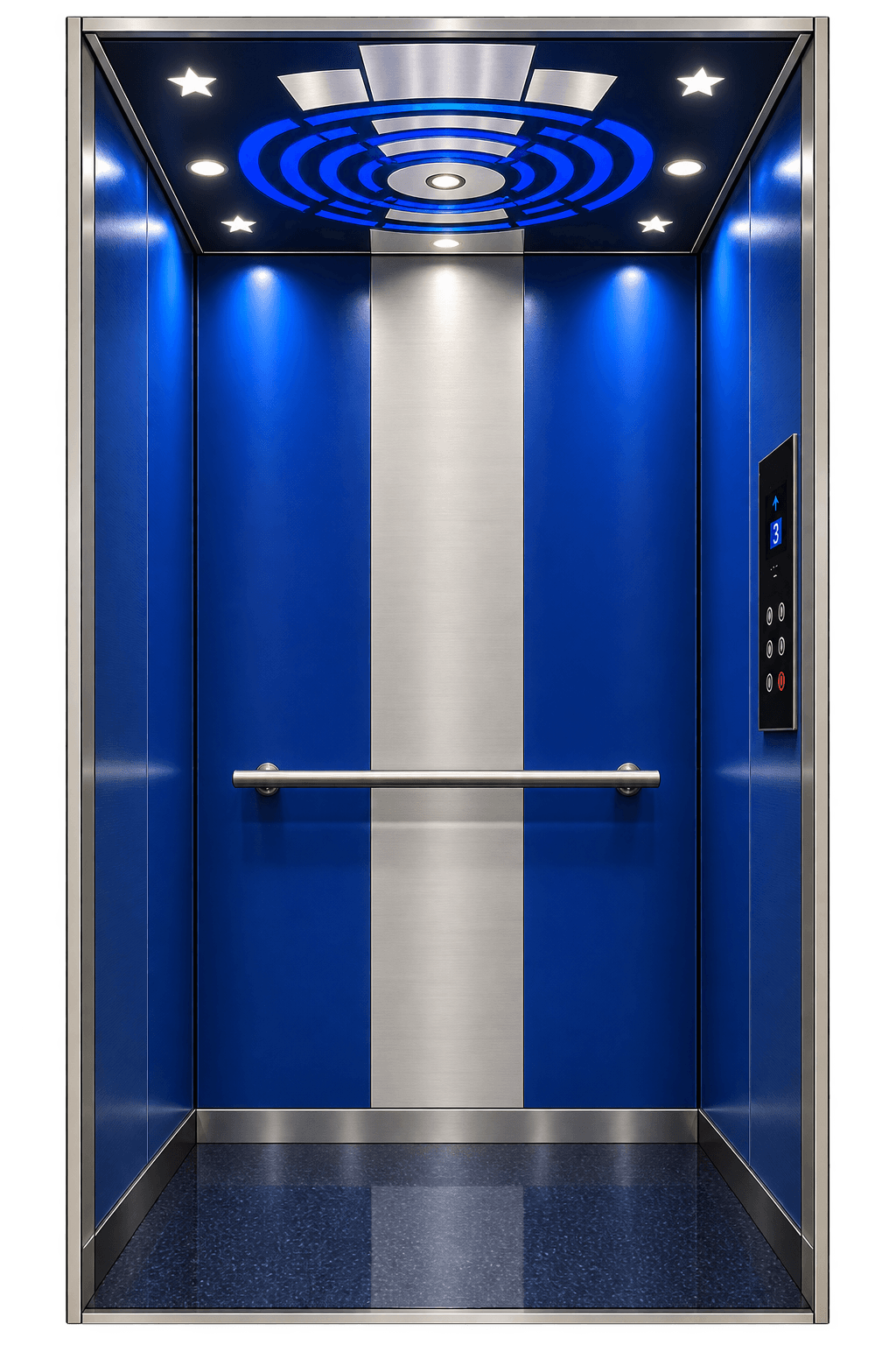 MS lift cabin design 02 — hairline stainless accents