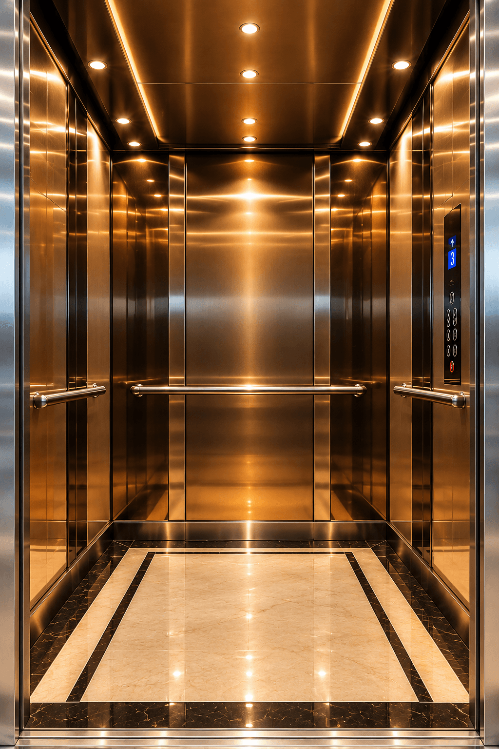 DOTEC Luxe stainless steel elevator cabin — ss2