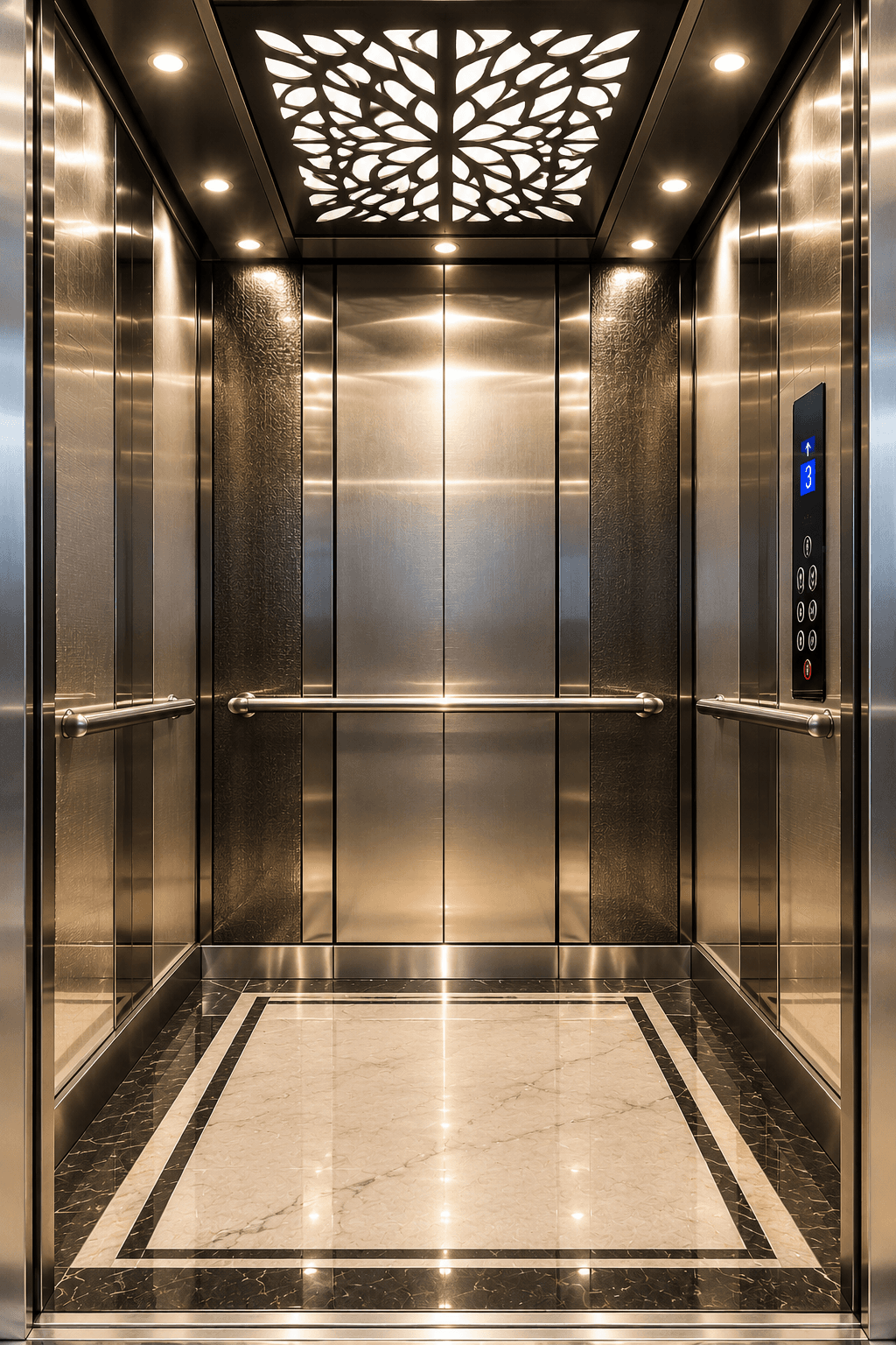 DOTEC Prestige stainless steel elevator cabin — ss3